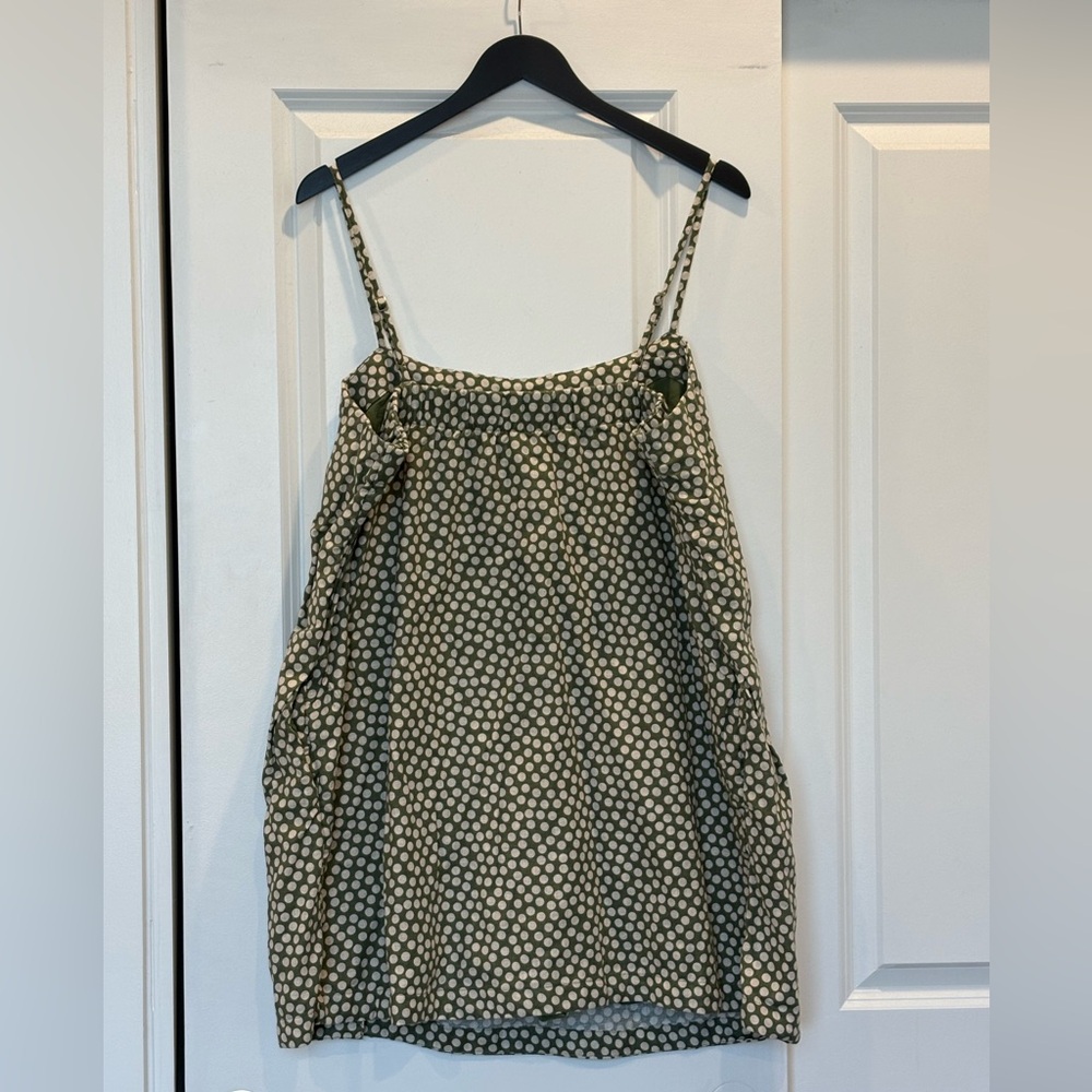 Abercrombie & Fitch Linen Blend Green Polka Dot Skort Dress with pockets Size XL - Picture 3 of 7